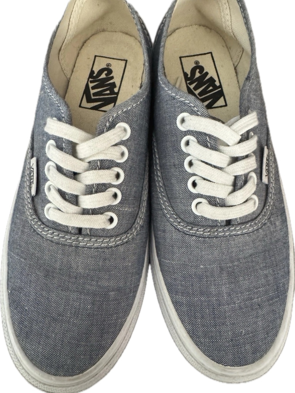 Vans Gray Canvas Low-Top Sneakers with White Laces